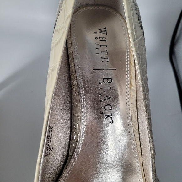 White House Black Market Snake Skin Peep Toe Heels - Picture 13 of 14